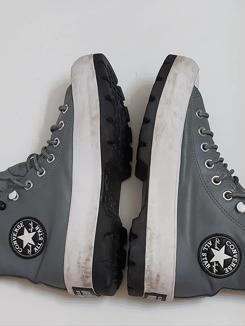Converse Green-Gray High-Top Platform Sneakers